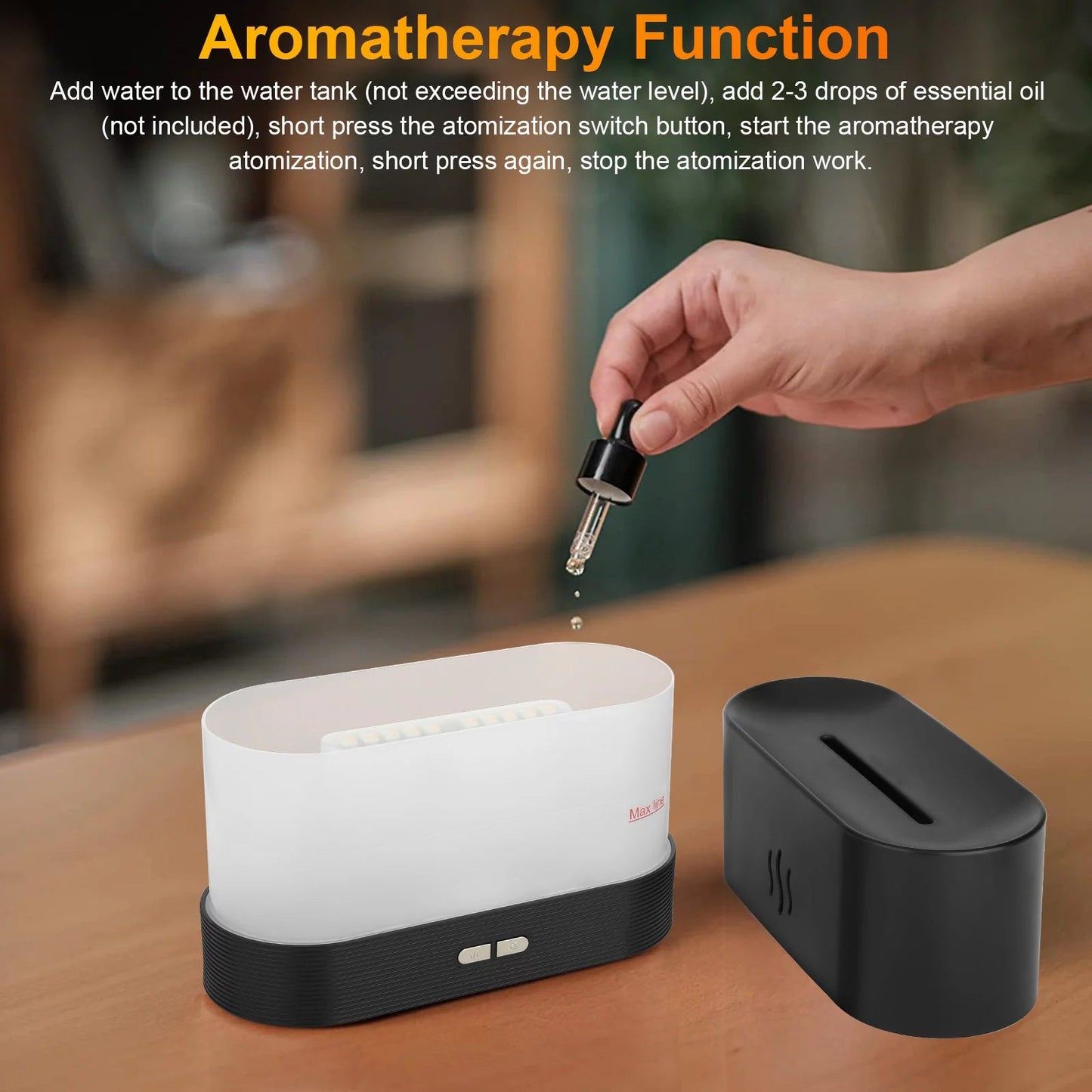 180Ml Flame Air Humidifier Essential Oil Diffuser, 3D USB 7 Color Light Aroma Diffuser - Sensory Haven