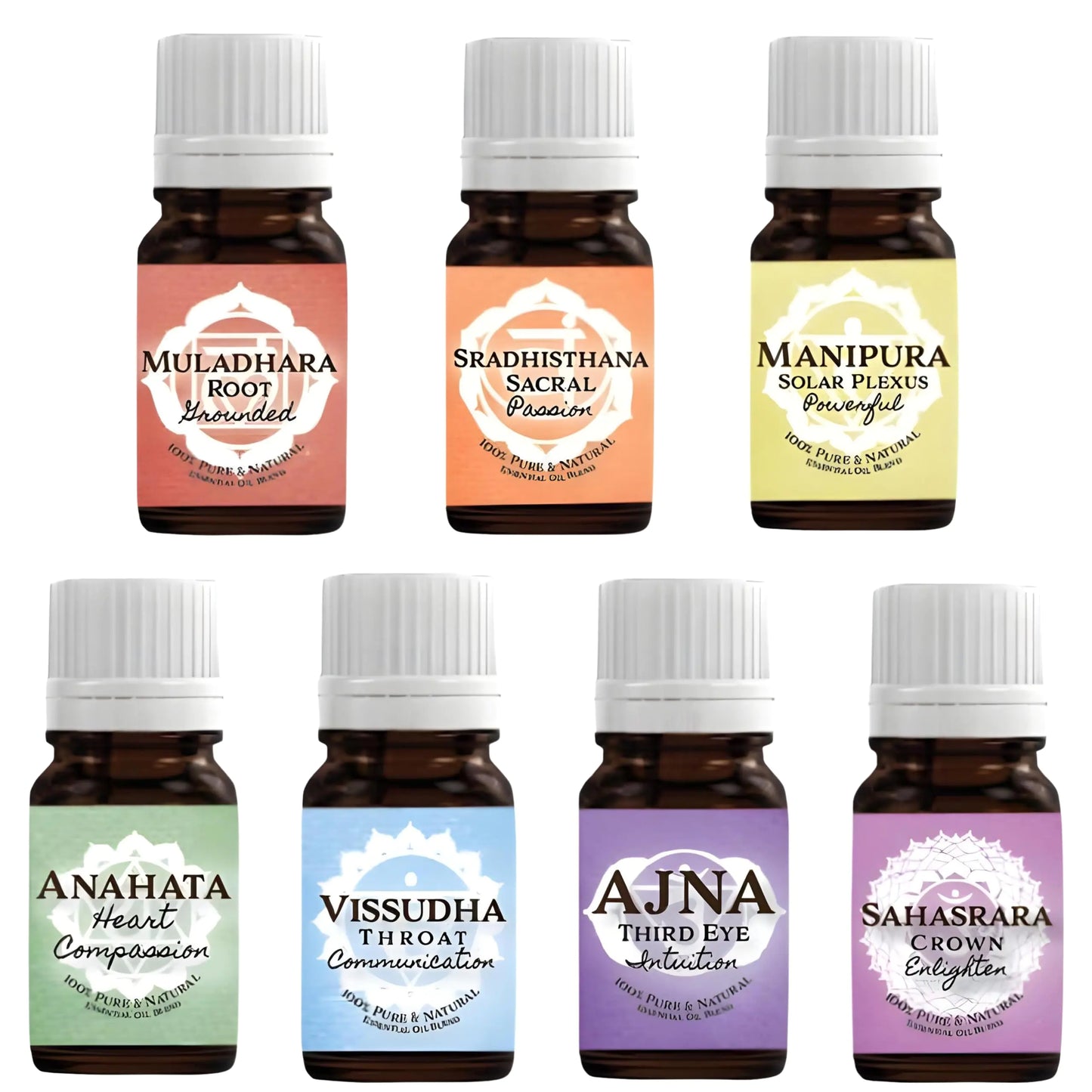 SOUL STICKS 7 Chakras Essential Oils 7 Pack 10mL Pure Therapeutic-Grade Essential Oil Set | 10 mL Bottles Variety Set of Natural Fragrances Aromatherapy