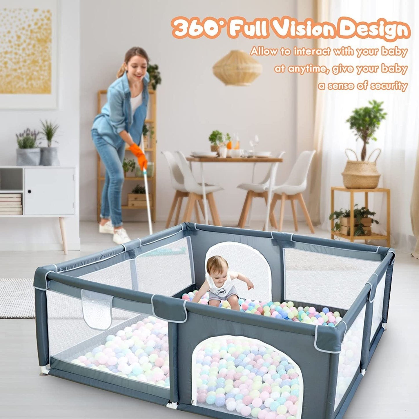 Breathable Mesh Play Pen for Babies and Toddlers - Sensory Haven