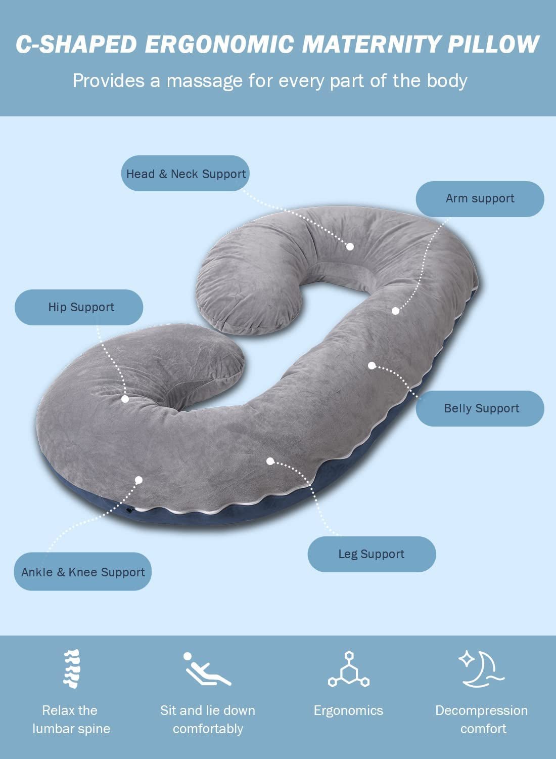 C Shaped Body Pillow - Sensory Haven