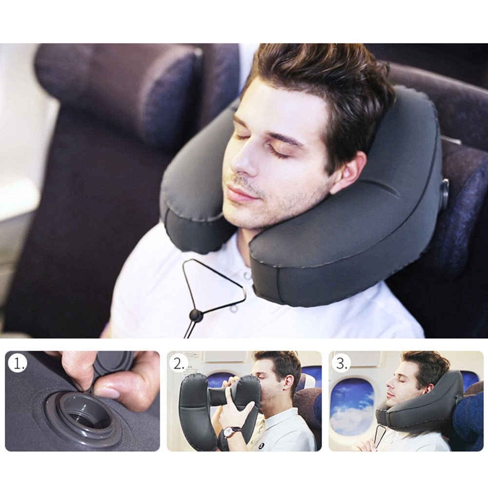 Cozy Hooded Inflatable Travel Pillow - Sensory Haven