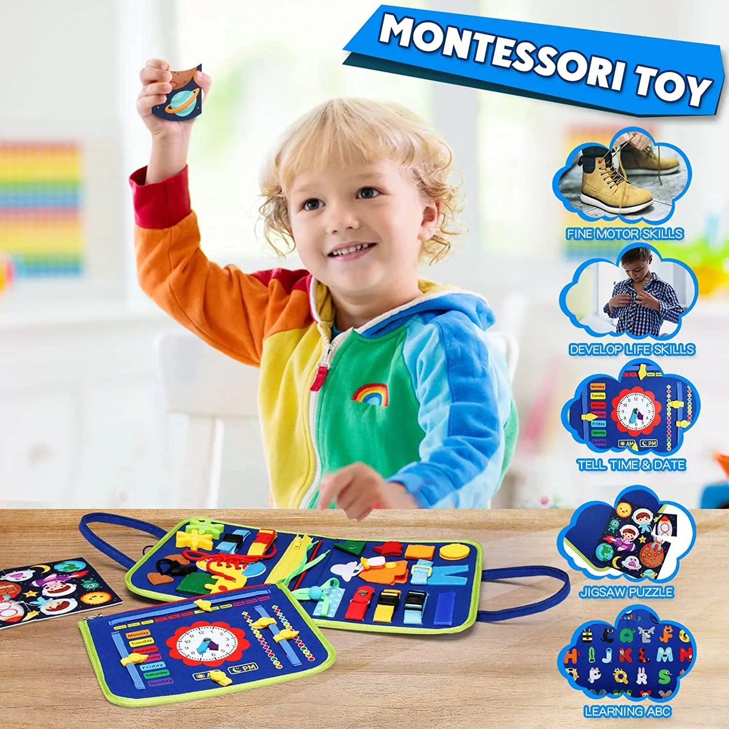 Montessori Busy Board Sensory Learning Toy - Sensory Haven