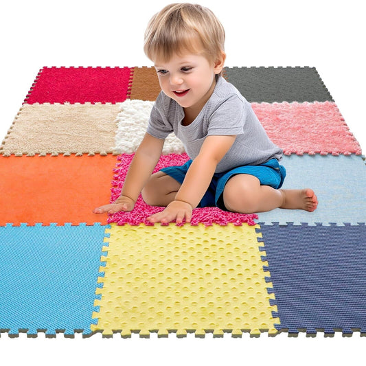 Set of 12 Textured Floor Tiles - Sensory Haven