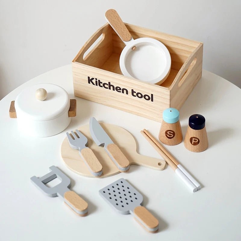 Wooden Kitchen Play Set for Kids - Sensory Haven